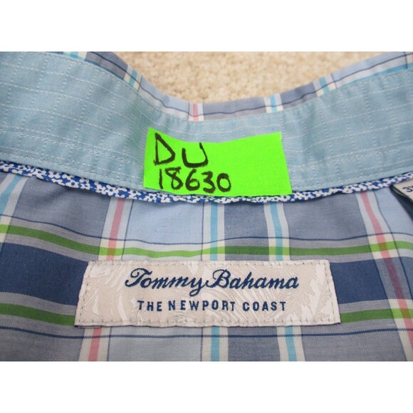 Tommy Bahama Shirt Men 3XLT Blue Pink Plaid Newport Coast Casual Button Up - Picture 5 of 11